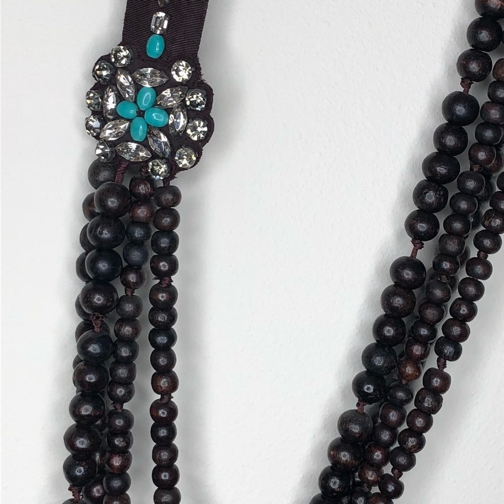 🕶️Sayulita long wood bead/Swarovski Crystal statement necklace Stella & Dot - Picture 3 of 6